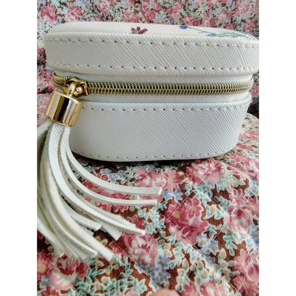 Portable White Jewelry Box Storage Organizer, 